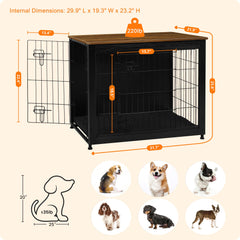 Dwanton kennel table top view highlights sturdy work surface and decor space