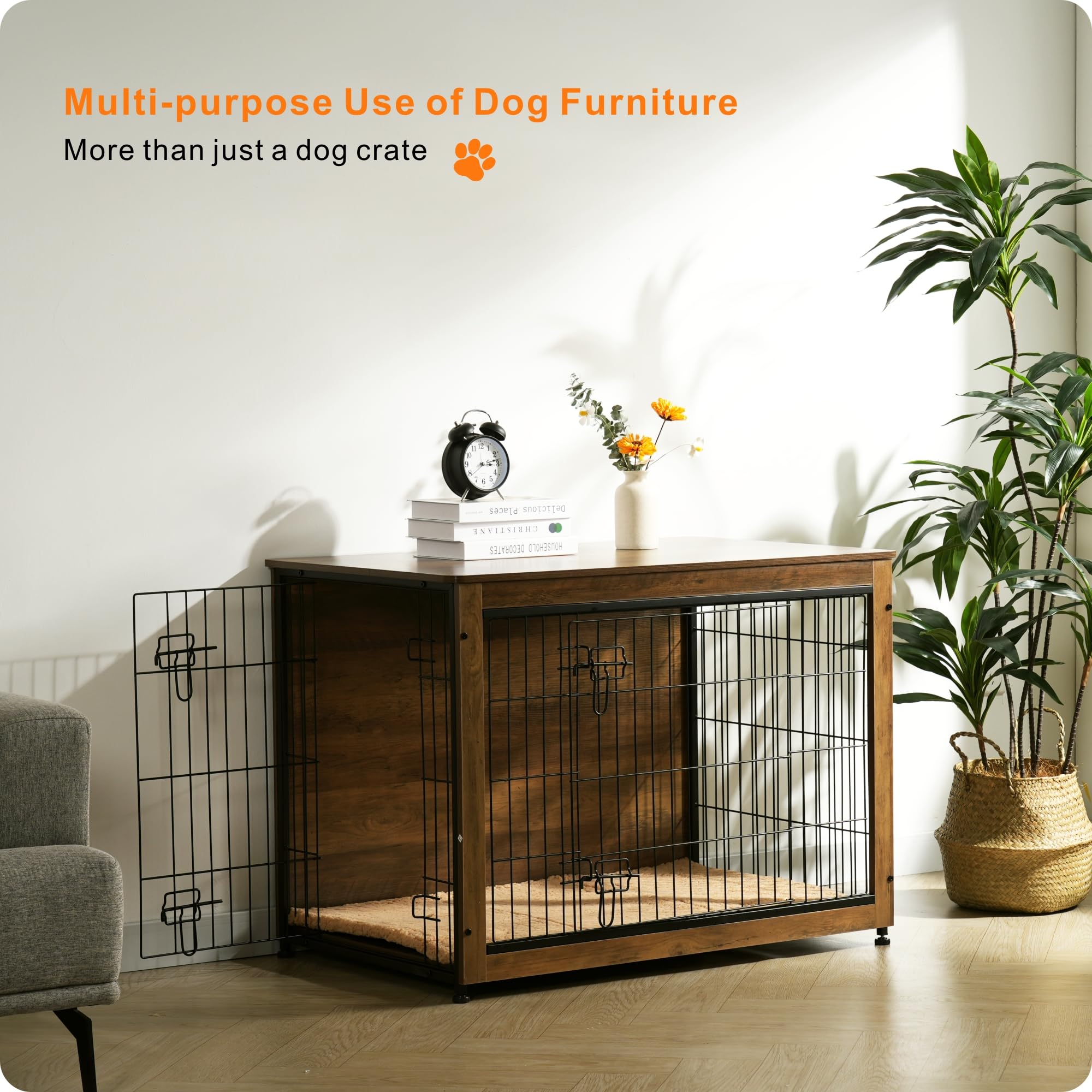 DWANTON large 38.5-inch length kennel fits medium to large dogs.