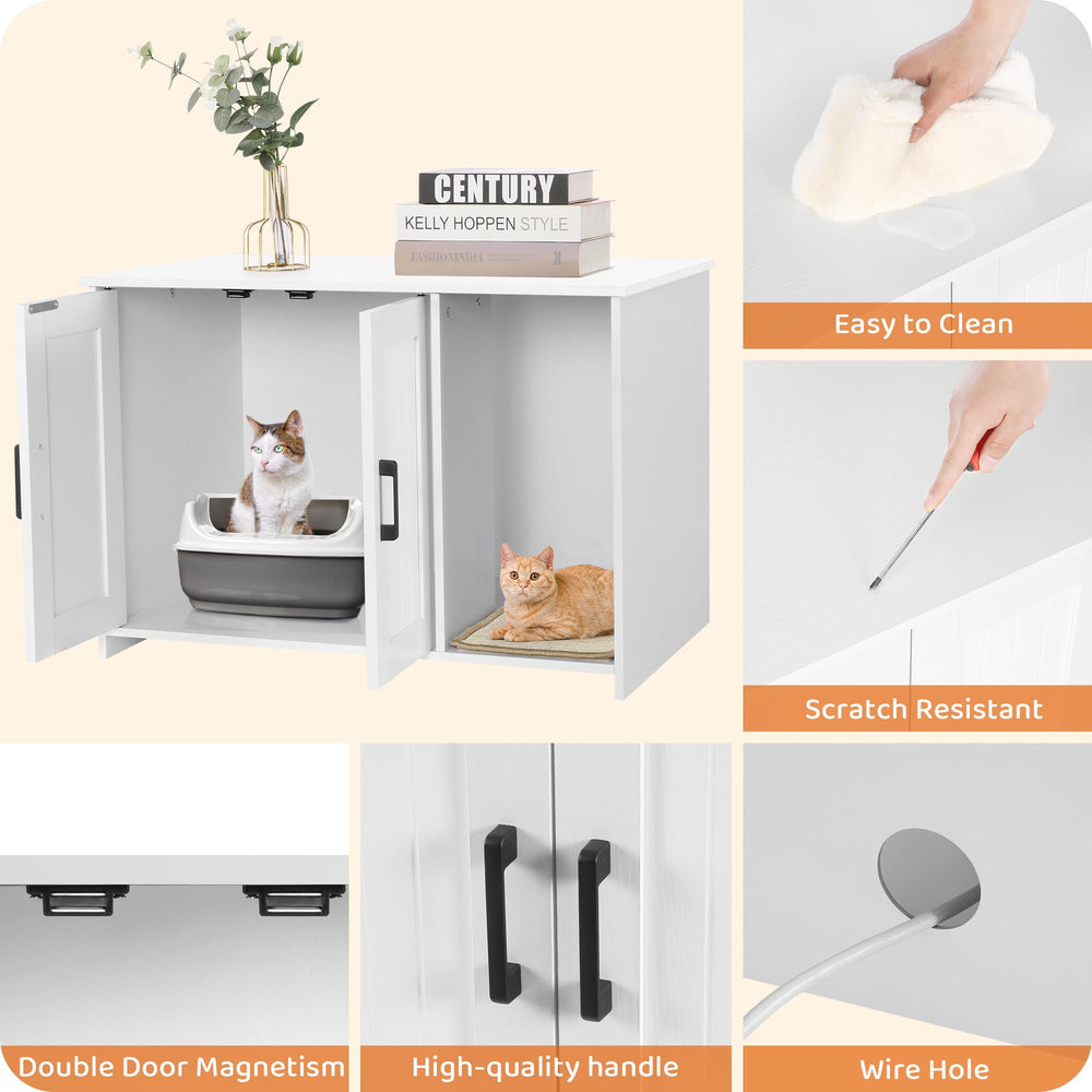 Dwanton litter box enclosure in room blends with home decor