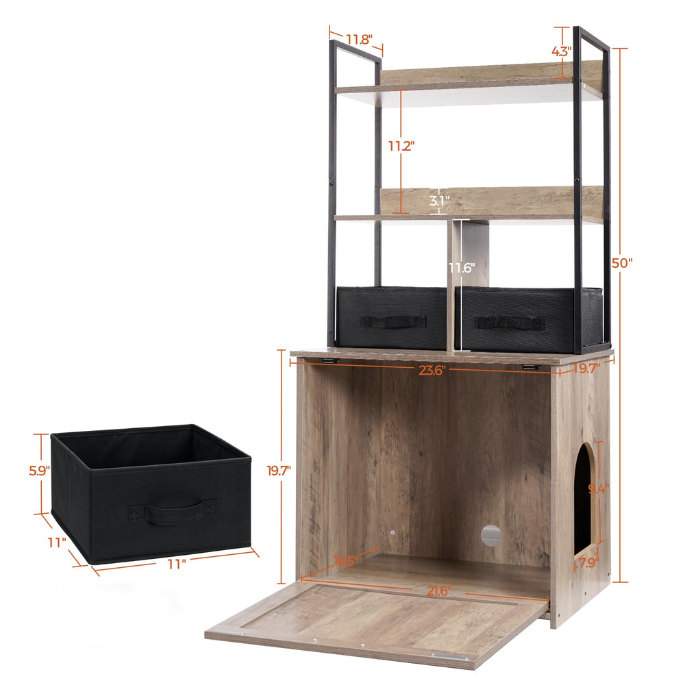 Dwanton interior dimensions show space for most standard litter boxes.