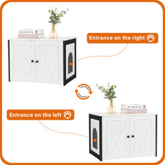 Dwanton litter box enclosure with reversible entrance on right side