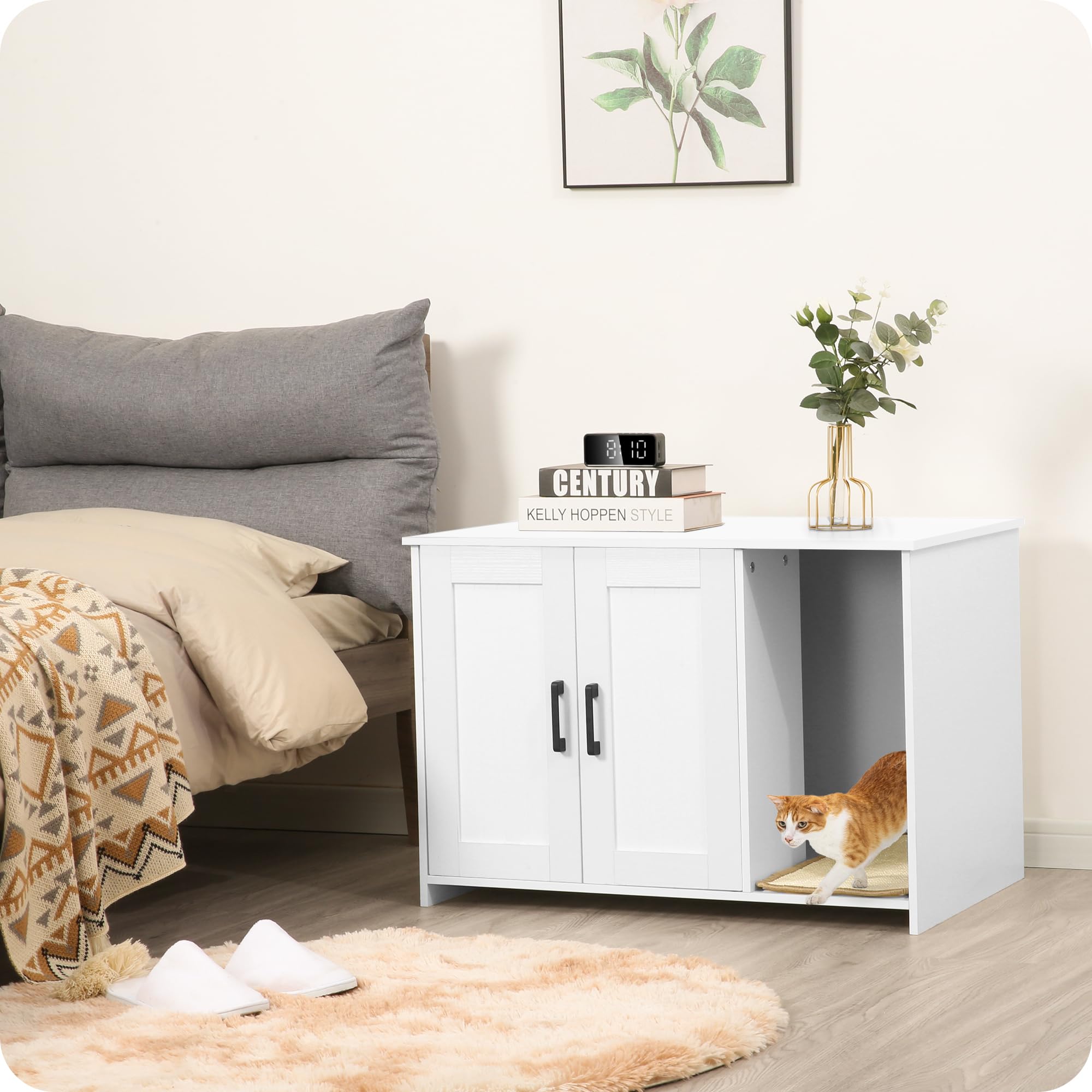 Dwanton litter box enclosure white finish complements modern interiors