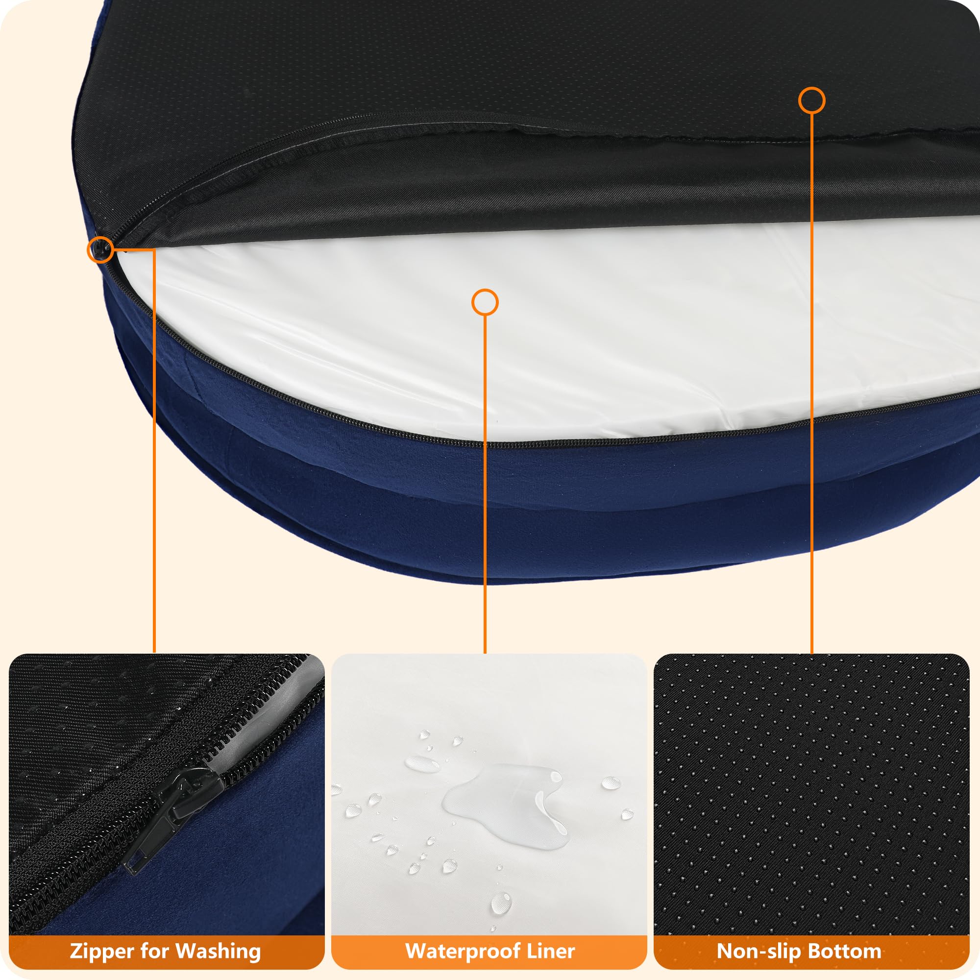 Dwanton four-sided bolster cushions provide head and neck support.