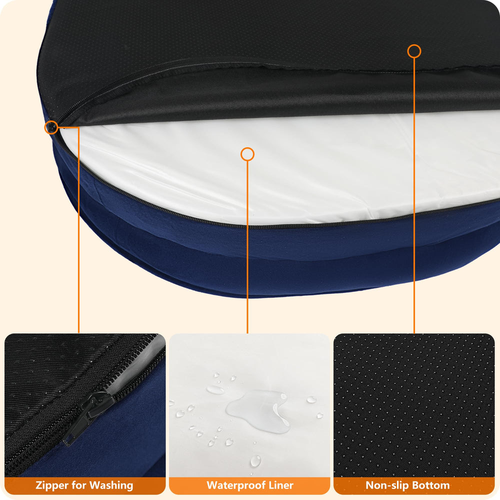 Dwanton four-sided bolster cushions provide head and neck support.
