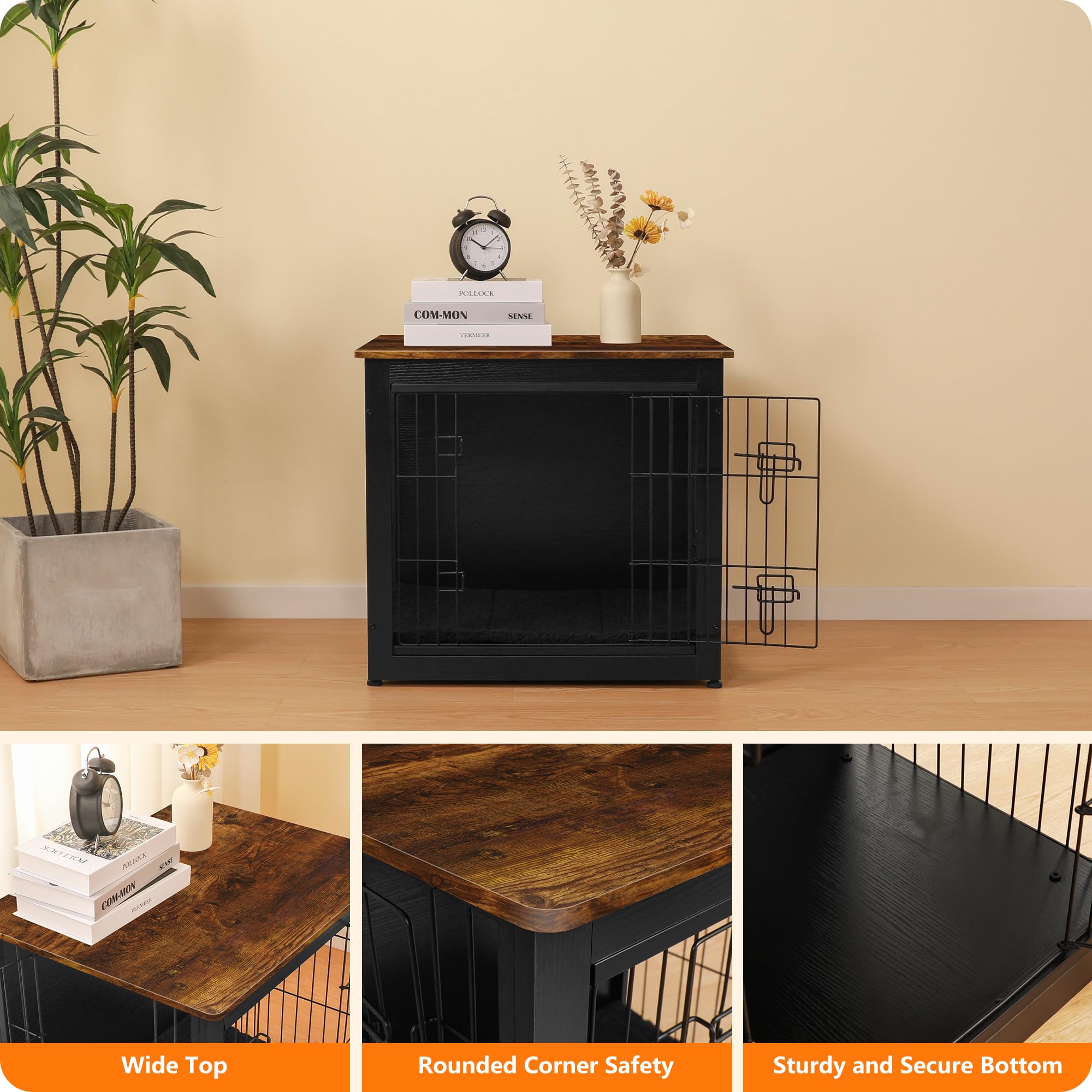 Dwanton particleboard and wire construction conveys durable, chew-resistant build for daily use.