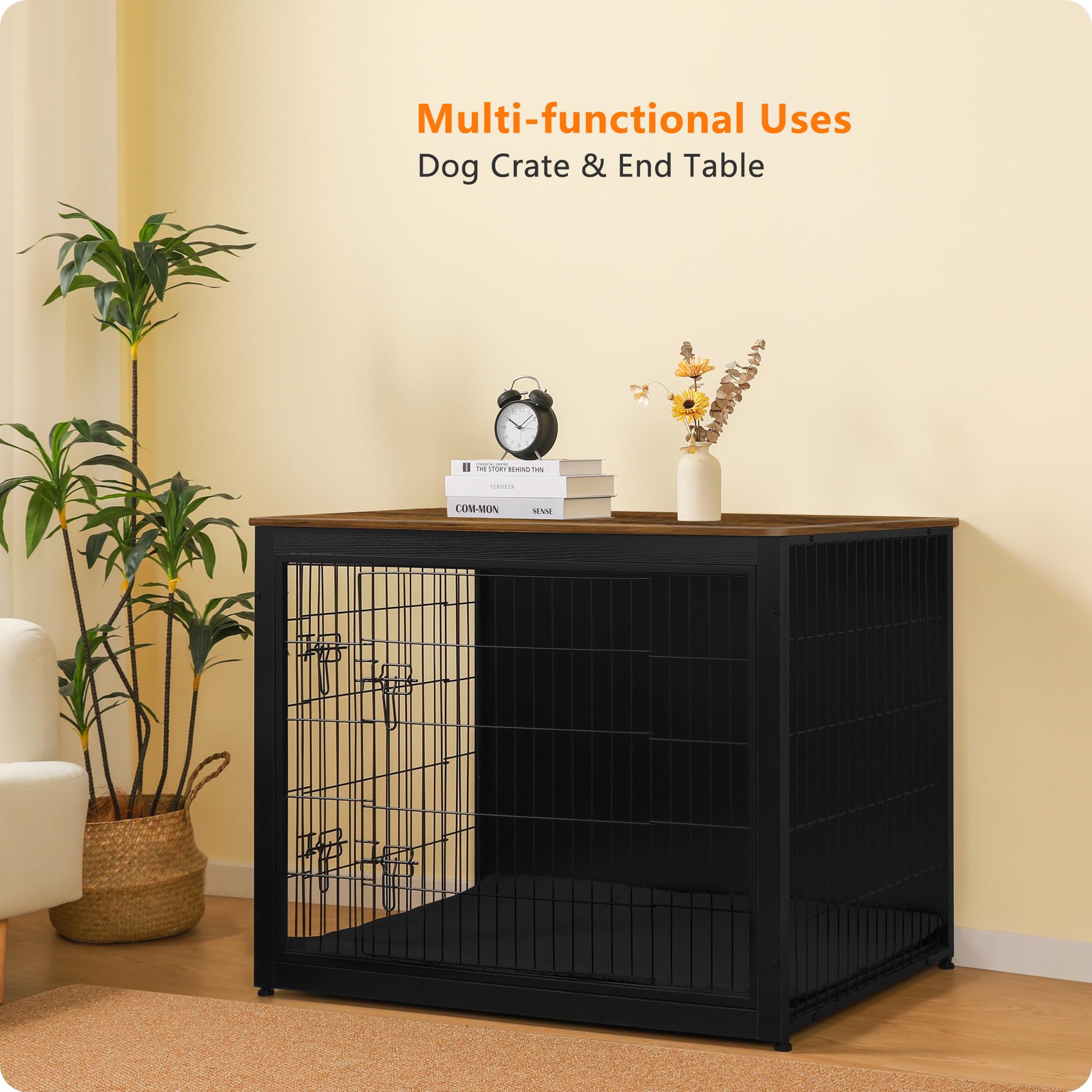 Dwanton particleboard and wire construction offers durable, chew-resistant support.