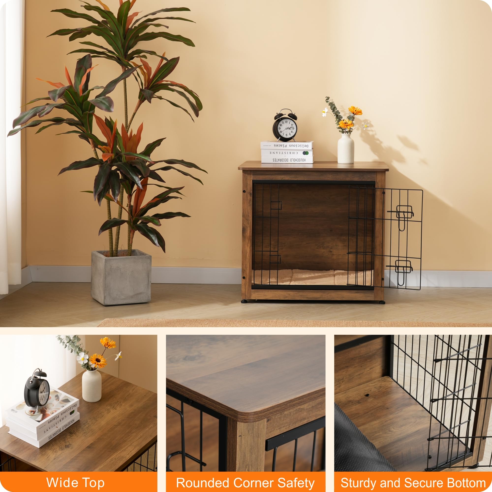 Dwanton particleboard and wire construction offers durable, pet-safe design.