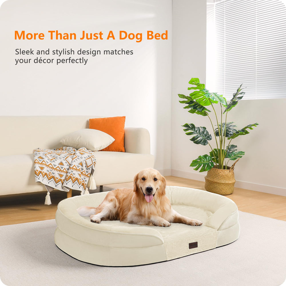 Dwanton waterproof liner dog bed side view protects foam from spills.