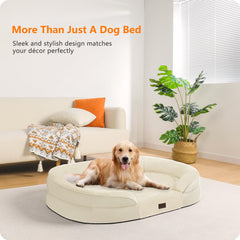 Dwanton waterproof liner dog bed side view protects foam from spills.