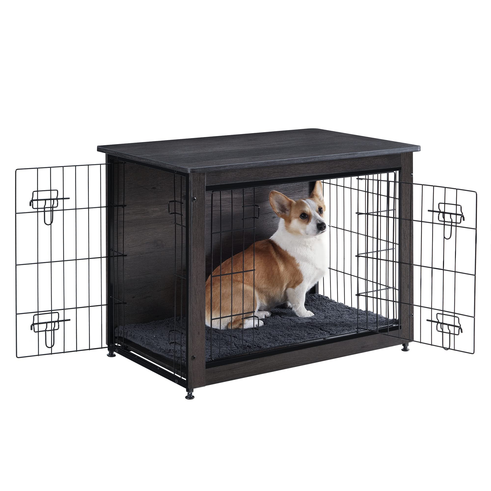 Dwanton wooden bottom plate keeps paws safe from snagging under the crate.