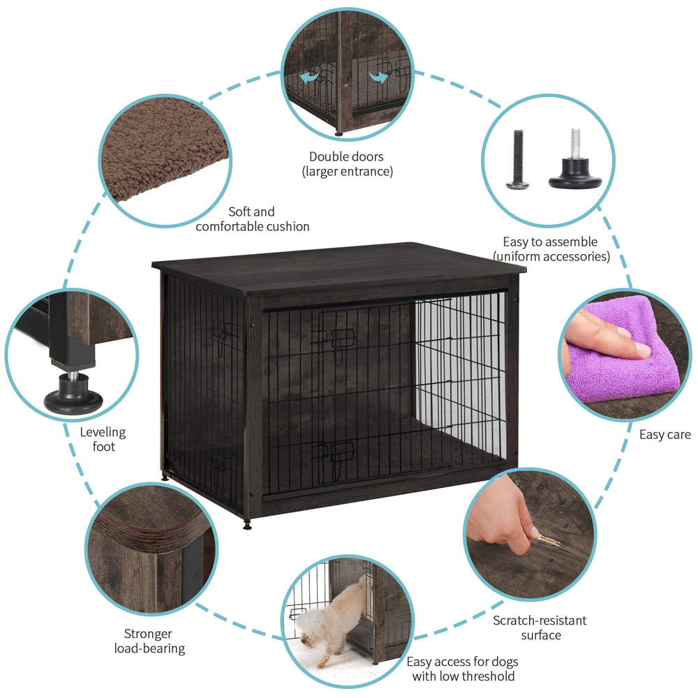 DWANTON Wooden construction highlights durable, chew-resistant crate furniture for long-lasting use.