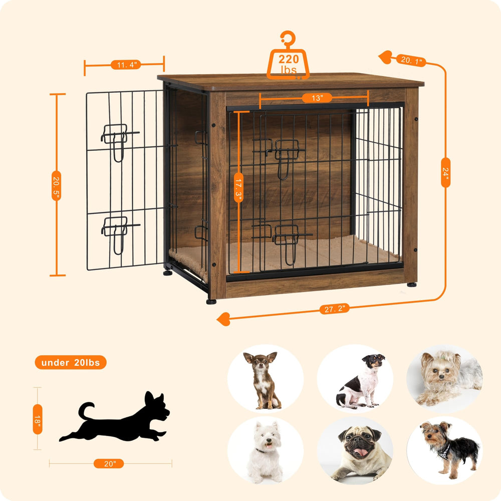 Dwanton wooden dog house warm brown finish for stylish indoor enclosure.