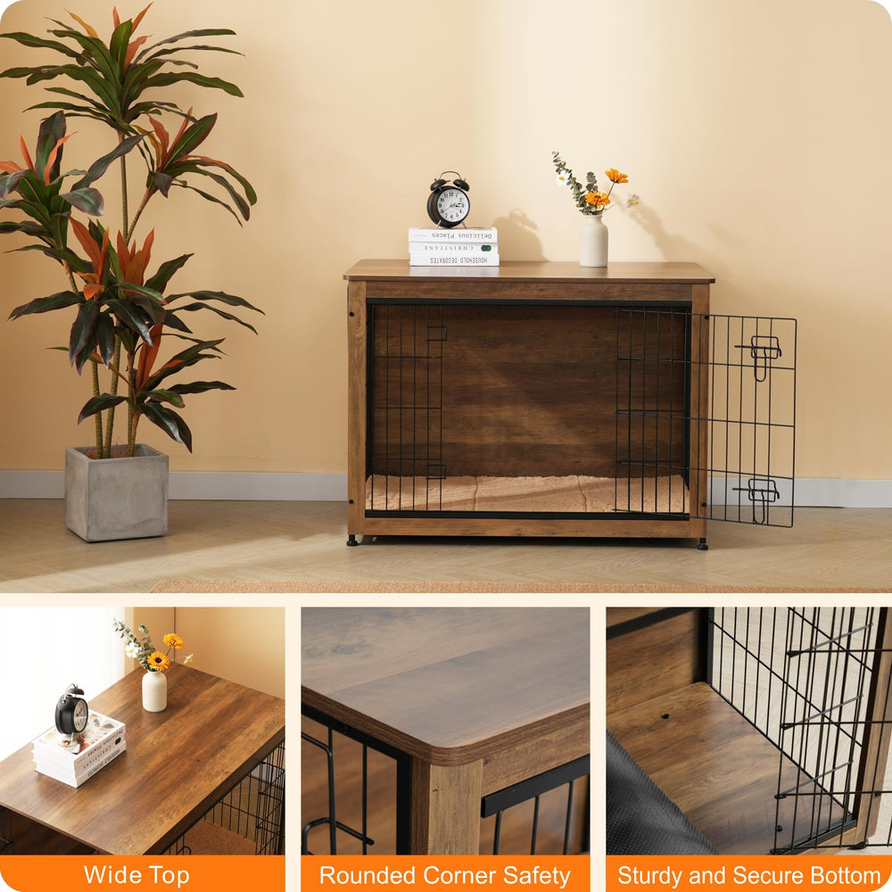 DWANTON wooden kennel table detail shows bottom plate and stability.