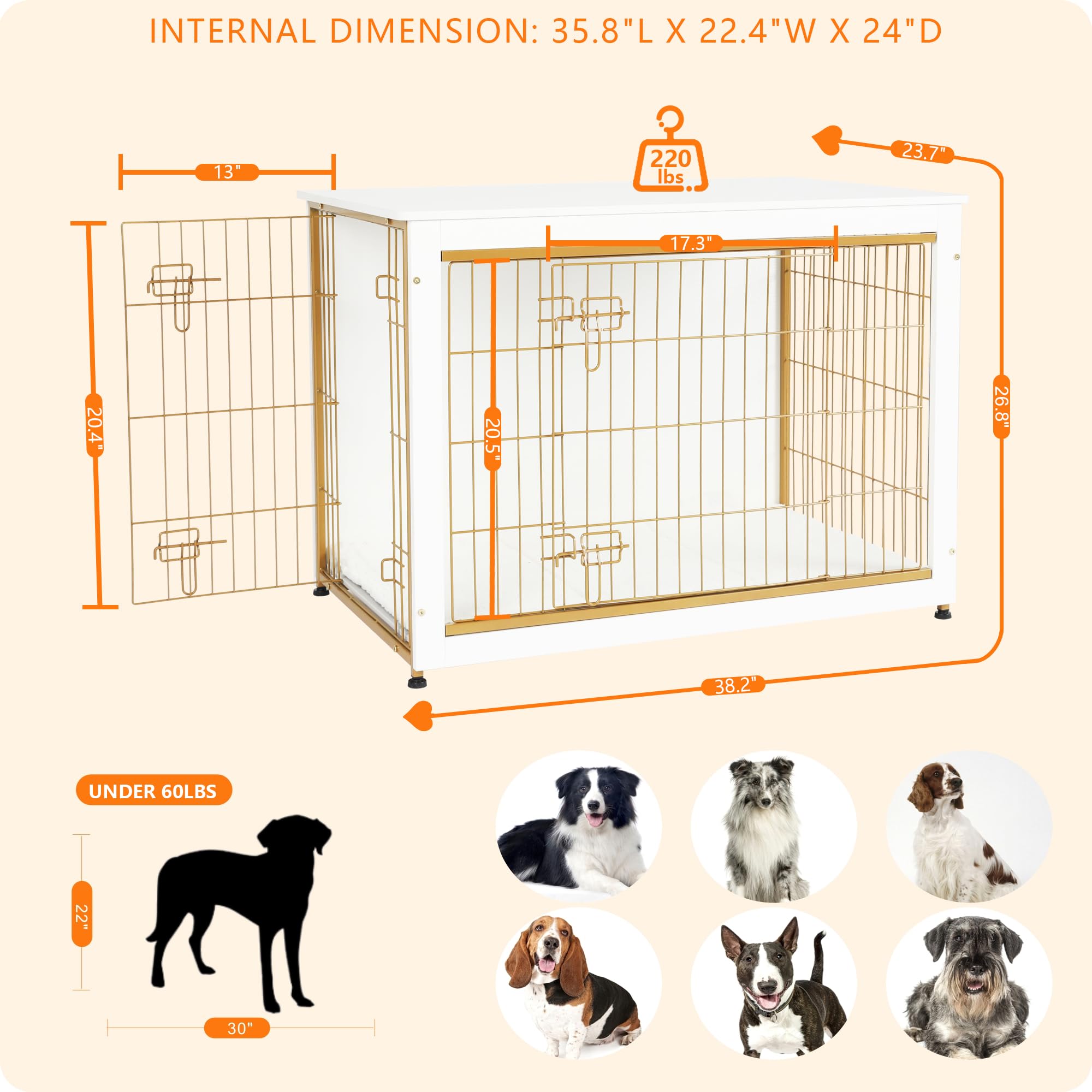 Dwanton wooden kennel table with double doors enables easy pet access and elegant home use.