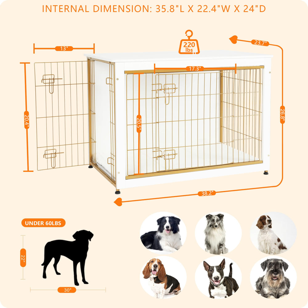 Dwanton wooden kennel table with double doors enables easy pet access and elegant home use.