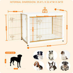 Dwanton wooden kennel table with double doors enables easy pet access and elegant home use.