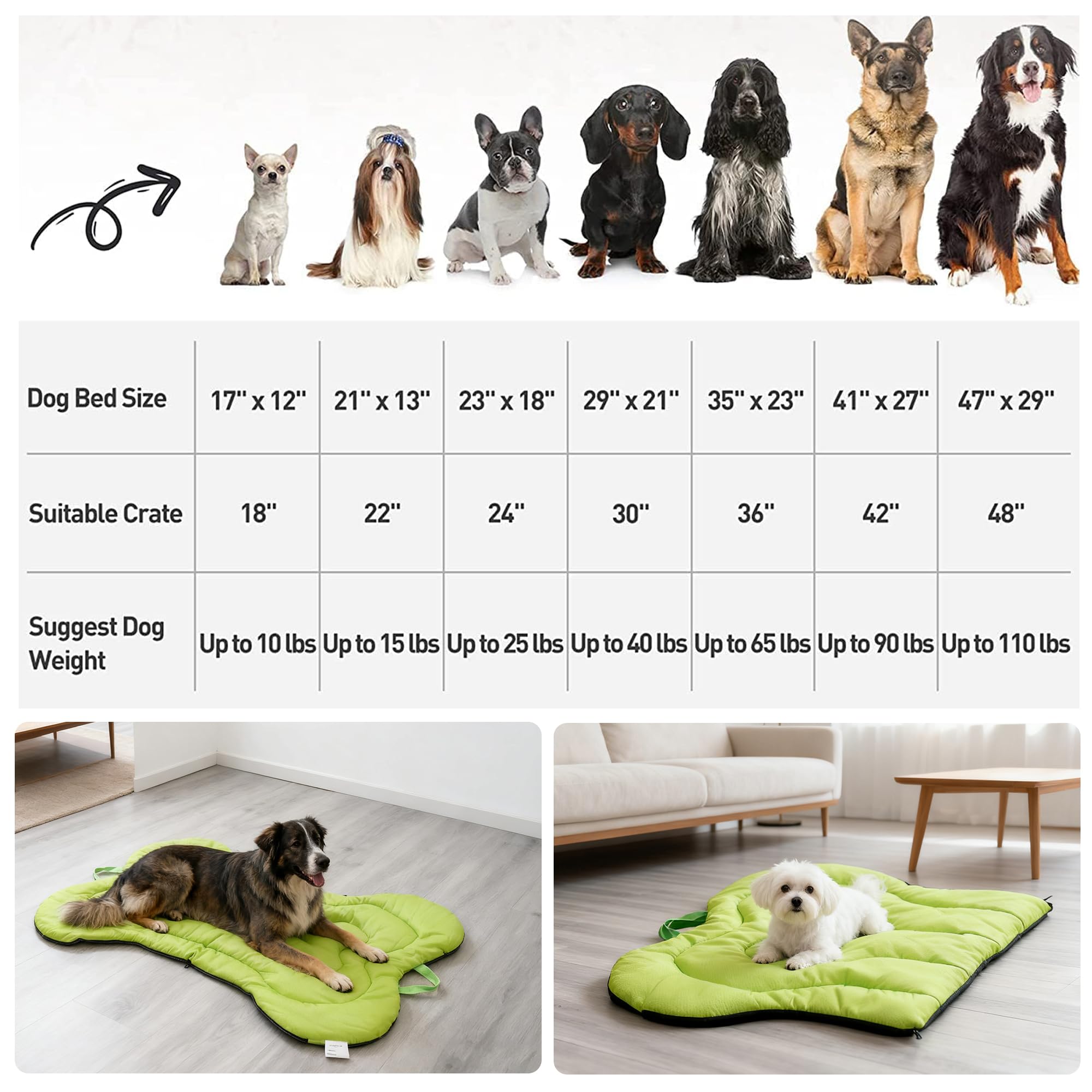 DWCN Doul 47x32 inch grey dog bed fits medium to large dogs.
