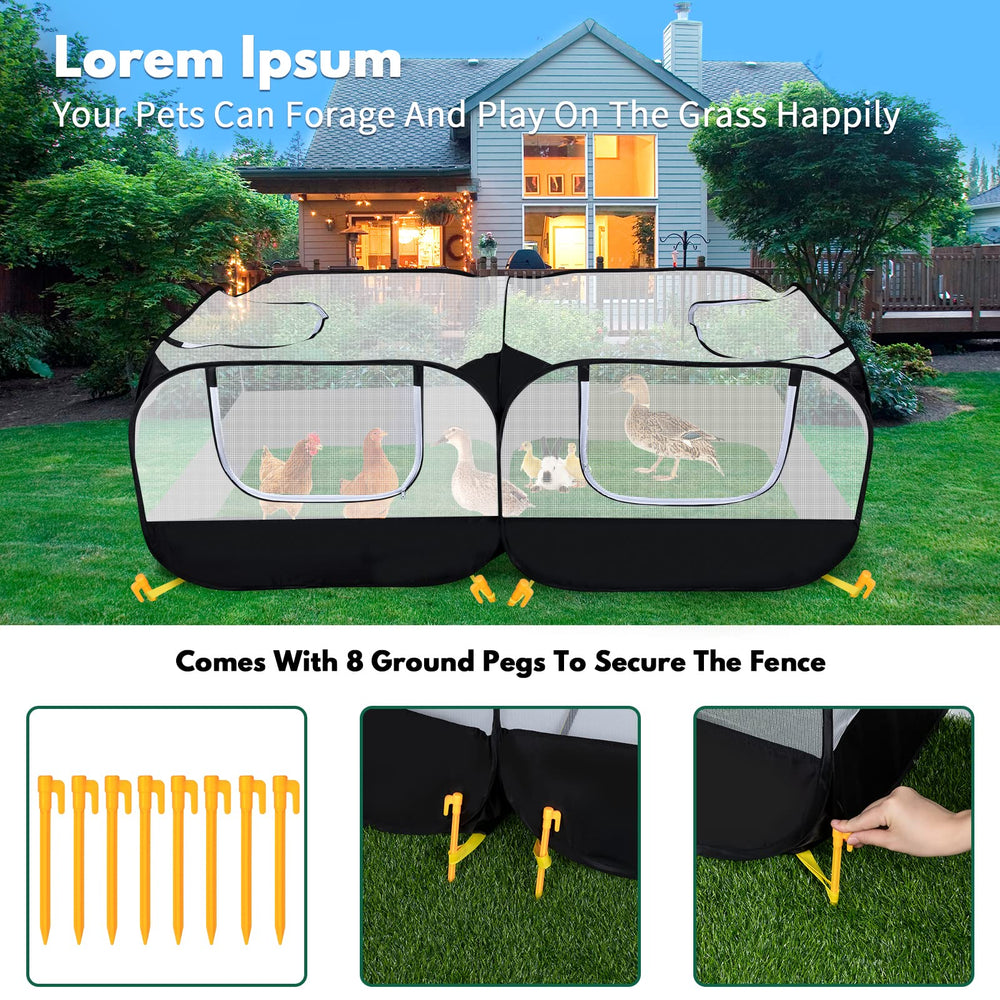 DWQEKD small animal playpen portable-stakes supports outdoor stability.