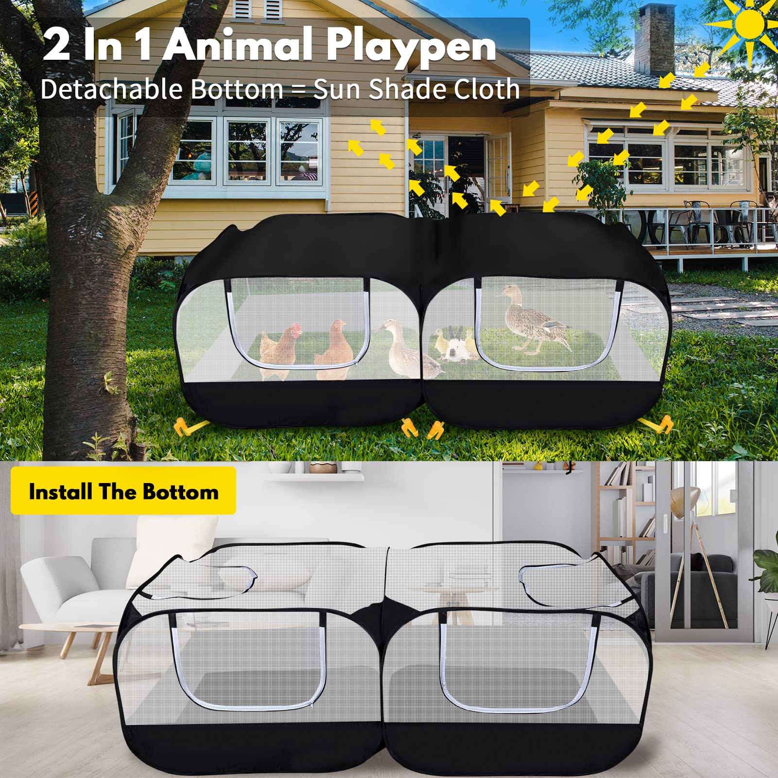 DWQEKD small animal playpen spacious-enclosure fits multiple pets.