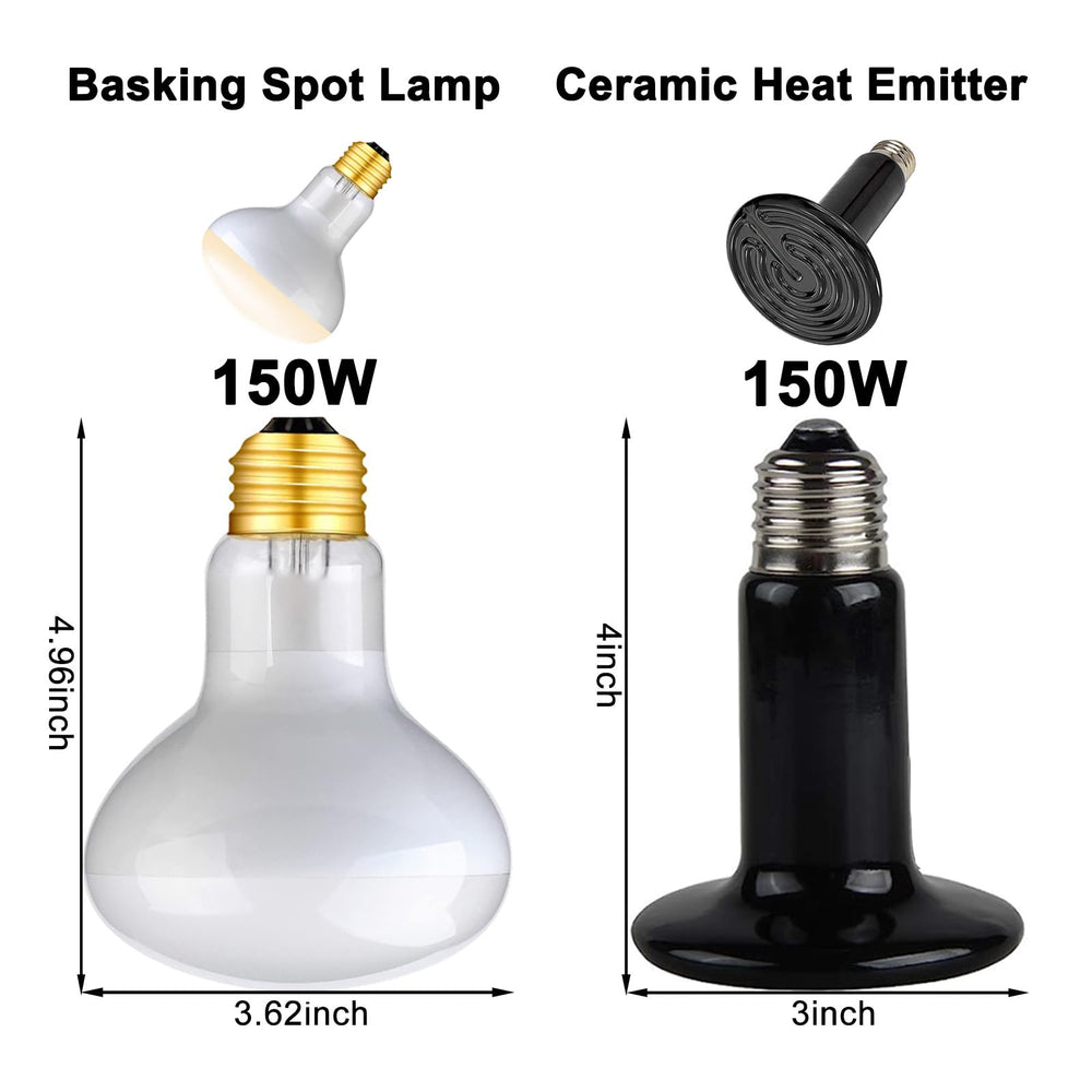 DXOPHIEX 150W basking light dome delivering sun-like warmth for active feeding