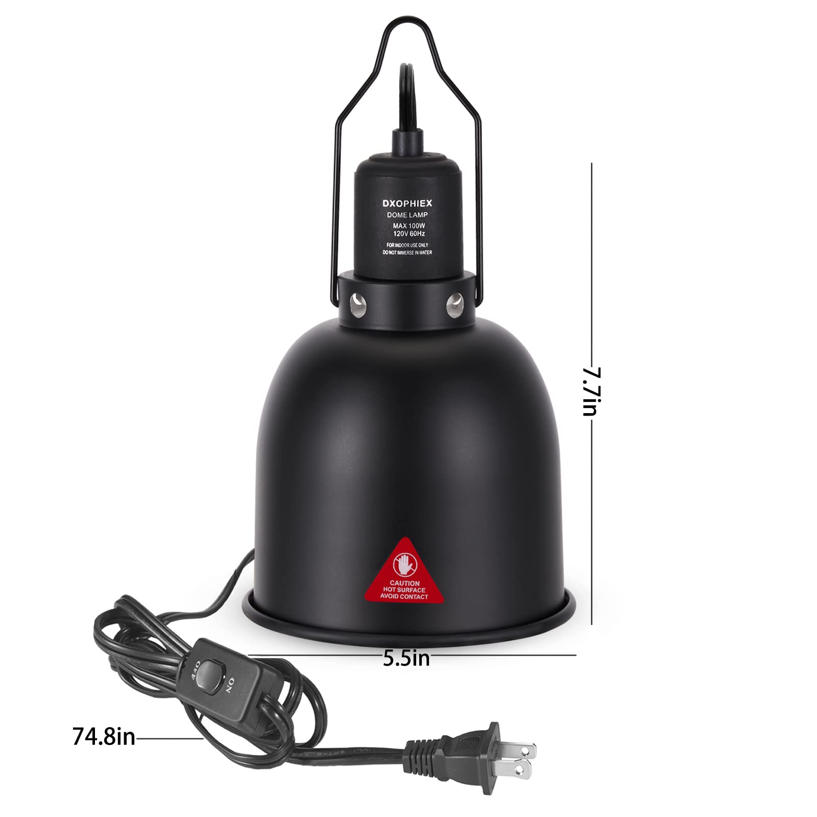 DXOPHIEX 5.5-inch deep dome heat lamp front view with polished reflector for UVB