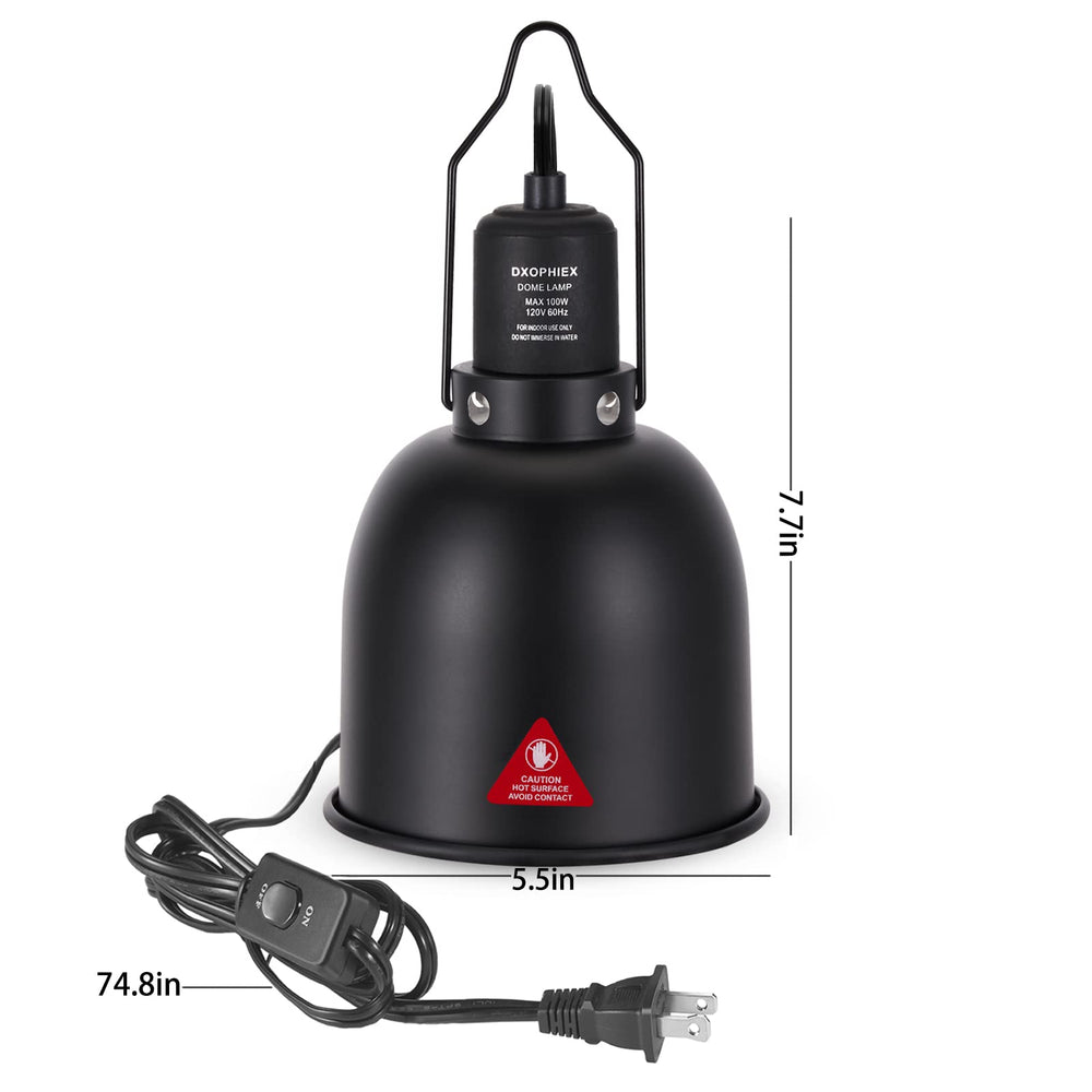 DXOPHIEX 5.5-inch deep dome heat lamp front view with polished reflector for UVB