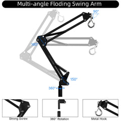 DXOPHIEX heat lamp stand folding arm enables flexible angles for warm basking zones