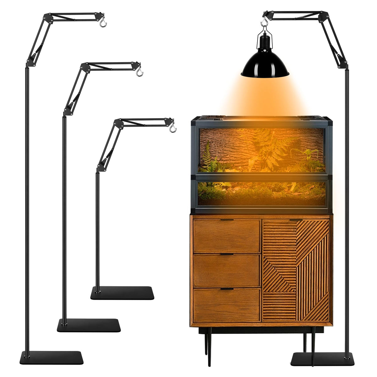 DXOPHIEX heat lamp stand front view showing sturdy base for reliable terrarium lighting