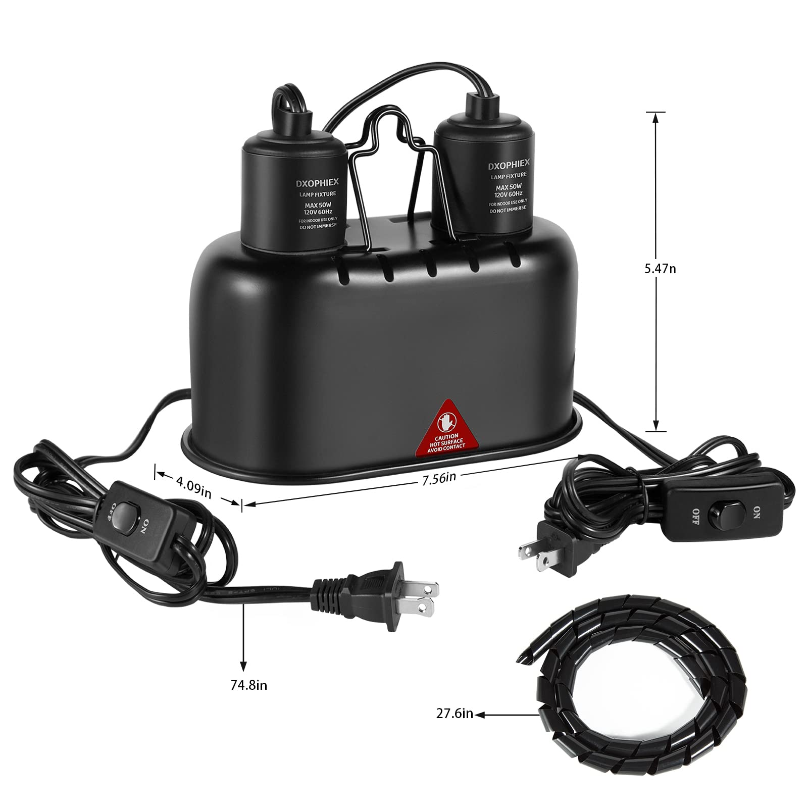 DXOPHIEX fixture offers two independent switches for precise daytime heat and nighttime warmth.