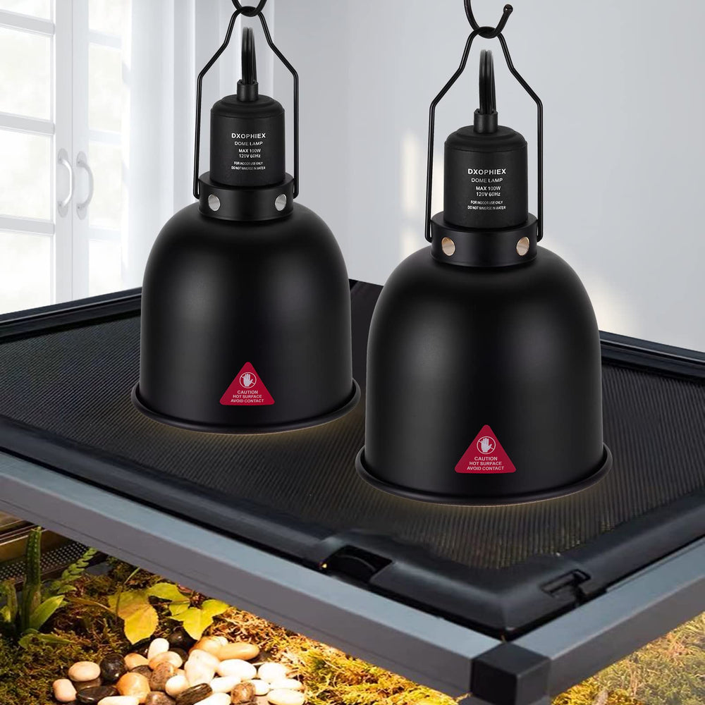 DXOPHIEX UL-certified heat lamp with safety sticker for terrarium lighting