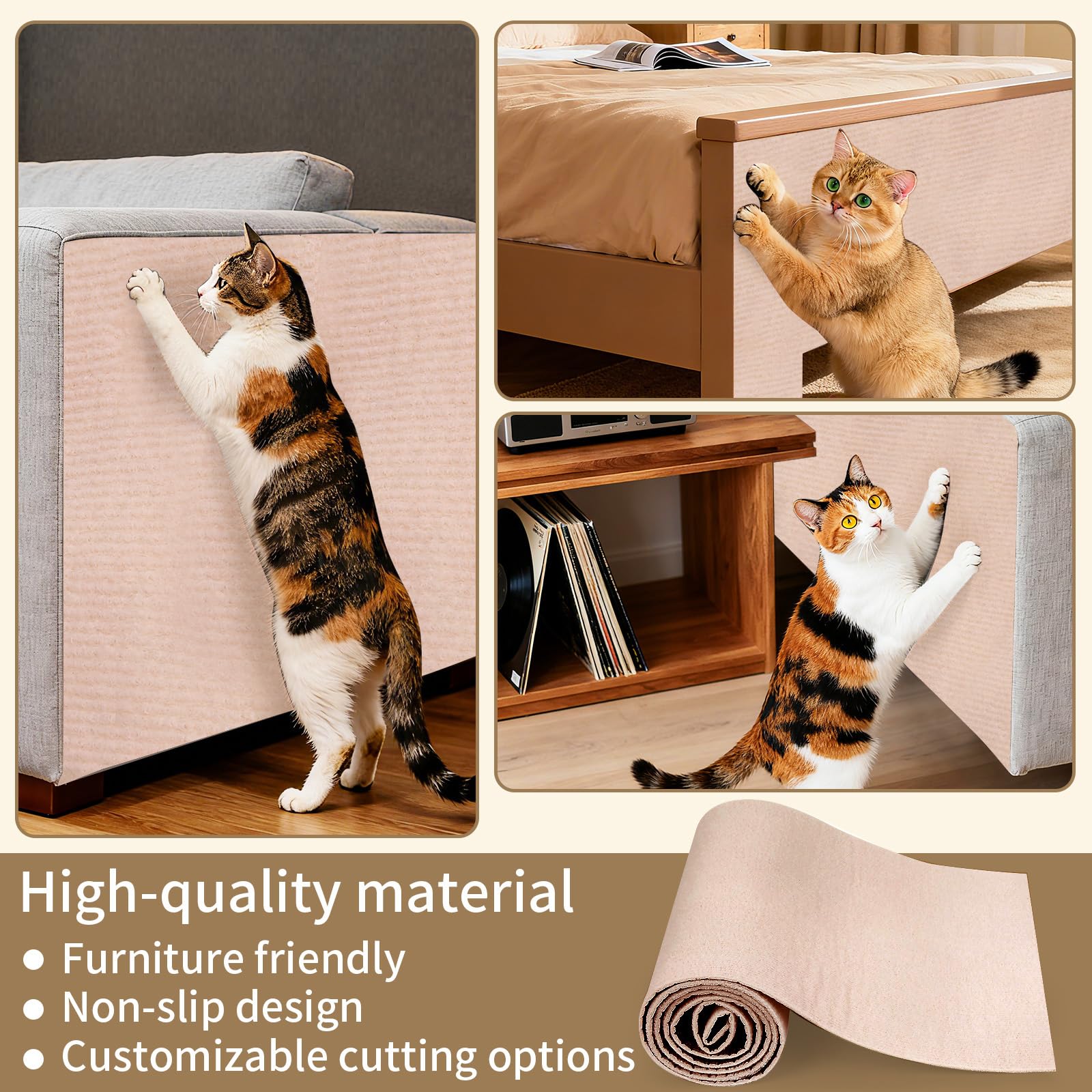 Dyale cat scratch mat easy-installation with adhesive backing for quick setup