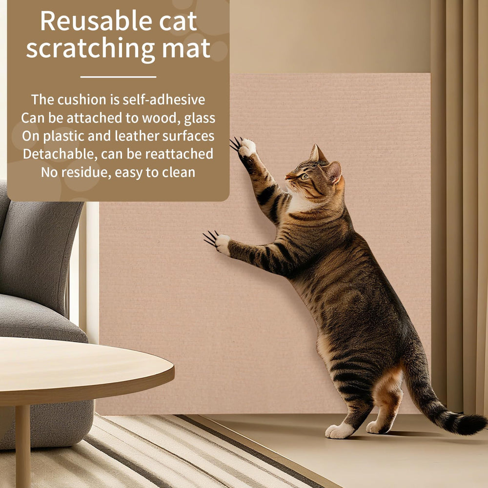 Dyale cat scratch mat light khaki color blends with décor and adds practical coverage