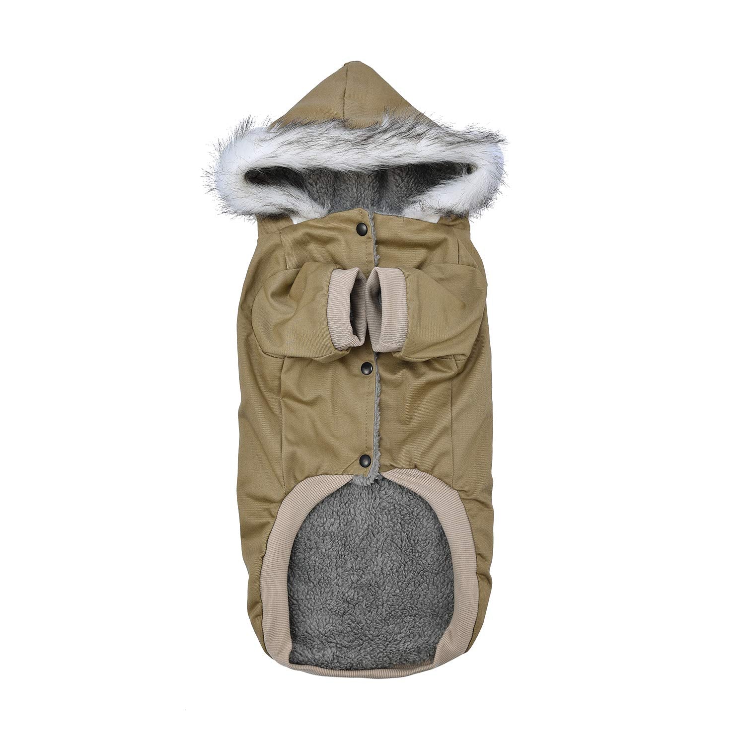DYAprWu warm dog hooded trench coat back view showing full coverage