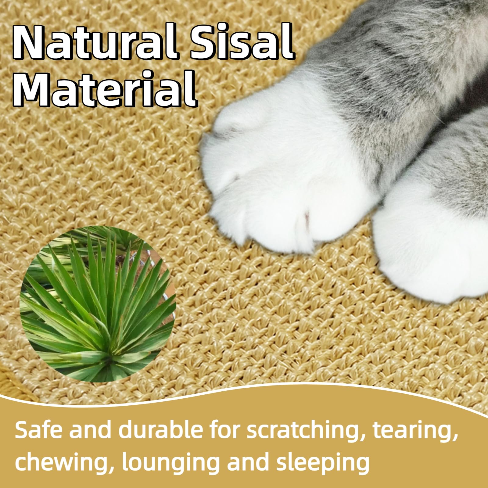 DYAUS alfombrilla rascar conejo sisal suave, fácil de limpiar