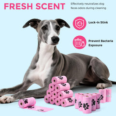 Dyforce pink floral design scented bags add a pleasant touch to walks.