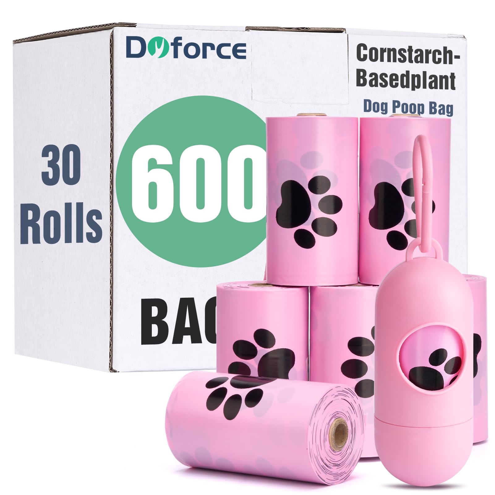 Dyforce scented poop bags with dispenser for easy walk cleanup.
