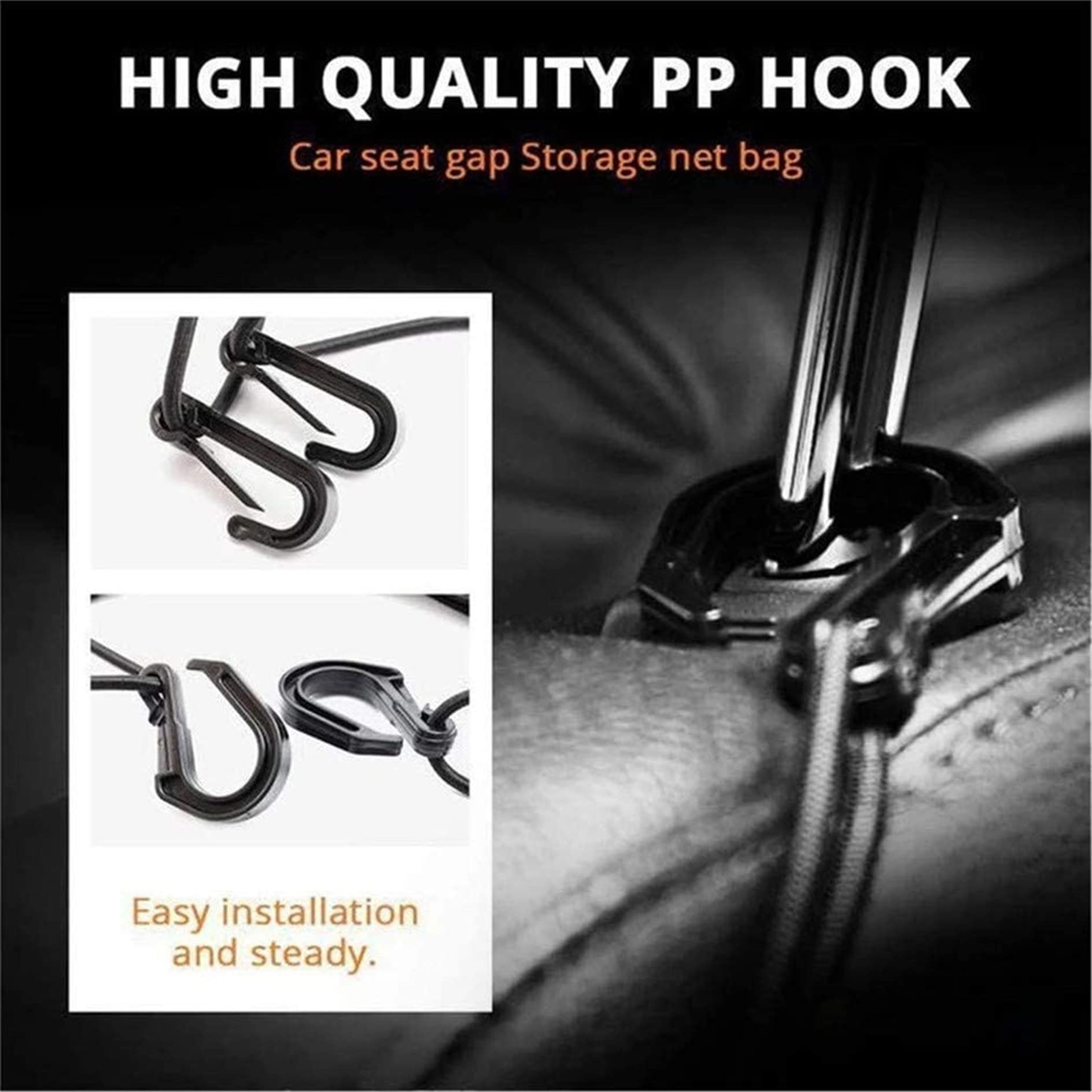 DYKESON safety hooks attach to headrests for quick drill-free setup.