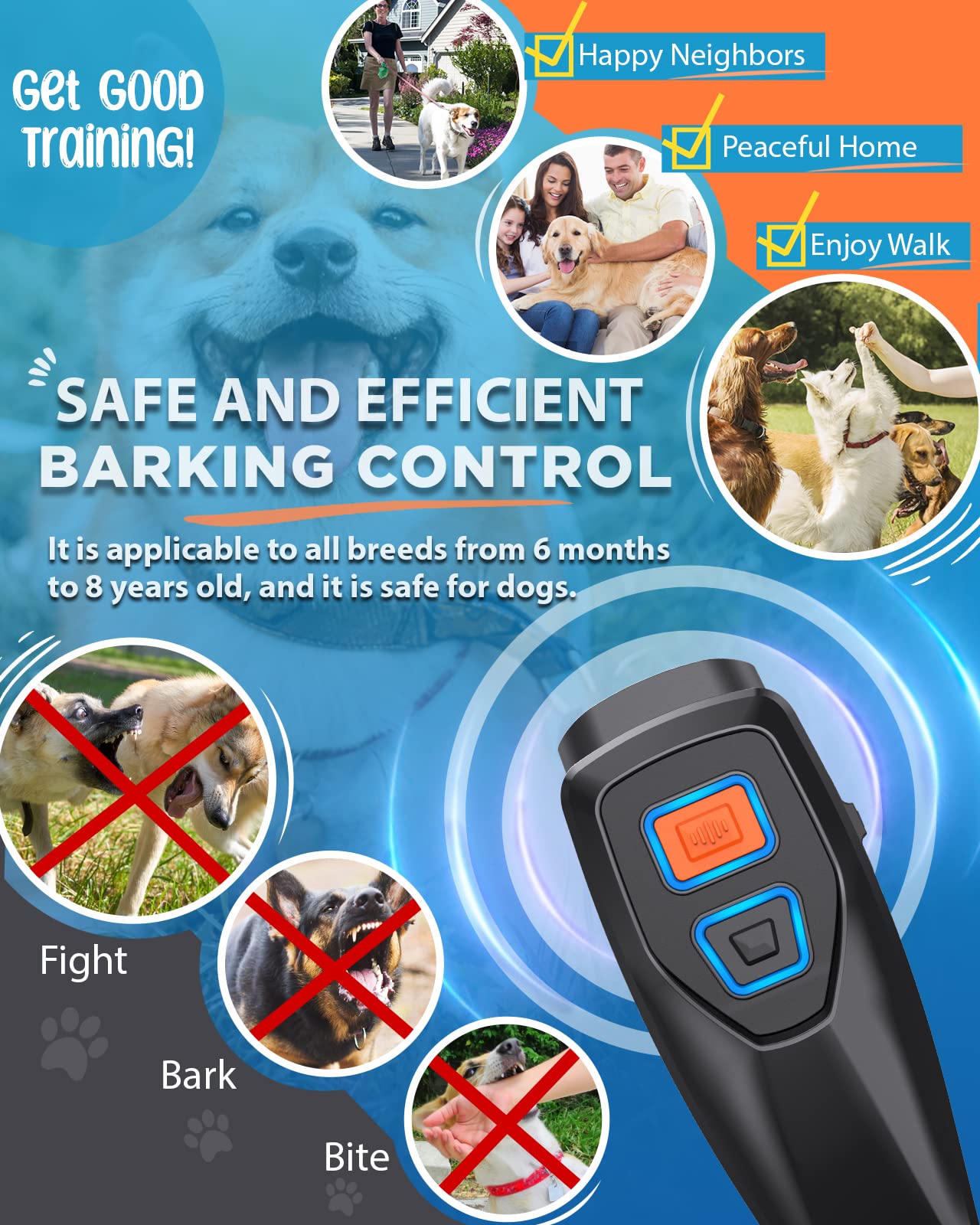 DynVapor dog bark deterrent device side profile highlighting portable design for outdoor training.