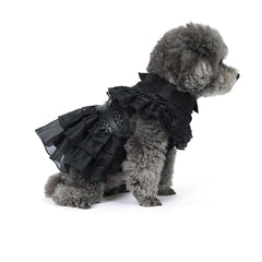DZTYG Wednesday Dress worn by a small dog illustrating comfortable fit