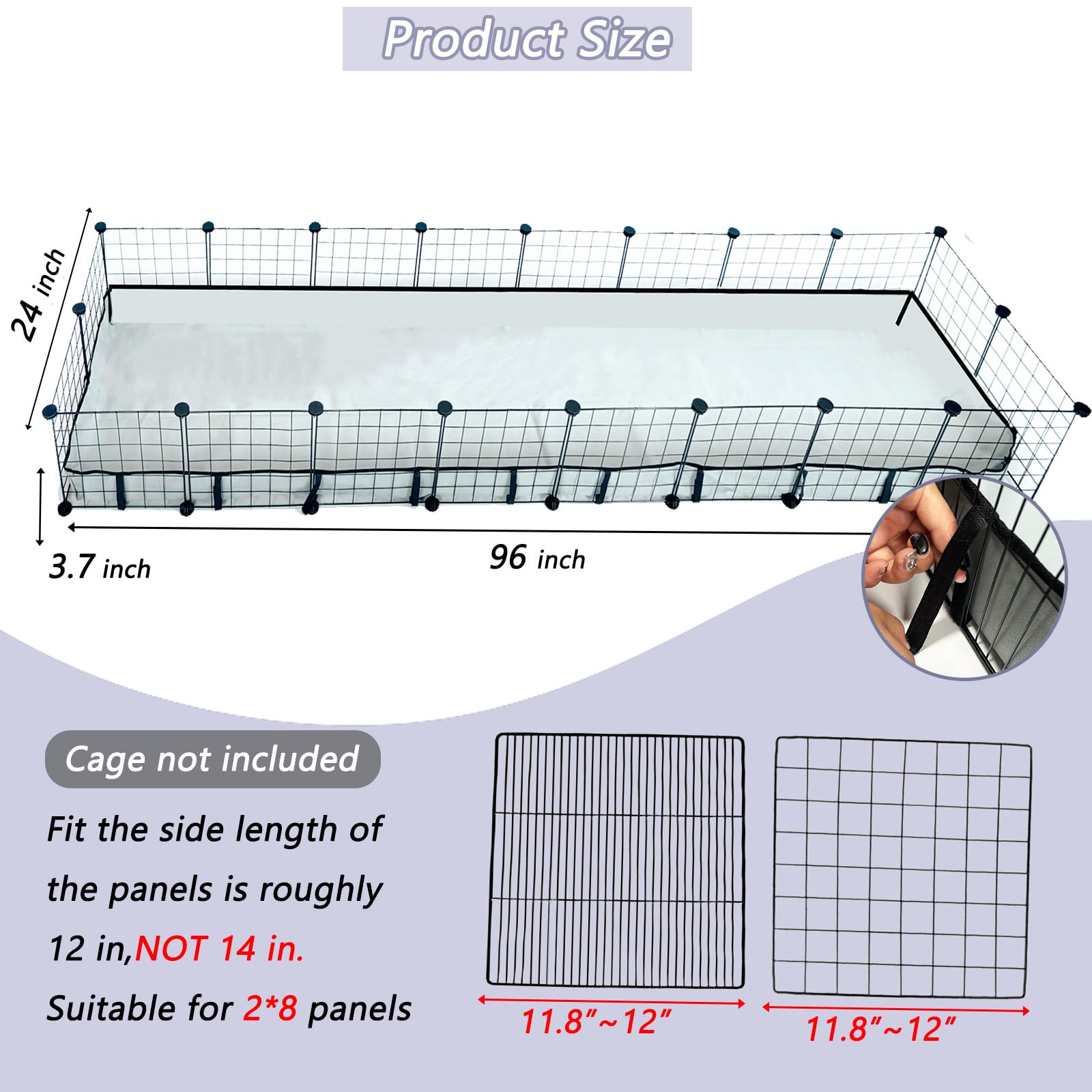 DZWLKJ guinea pig cage liner raised 3.2 inch sidewall to contain mess