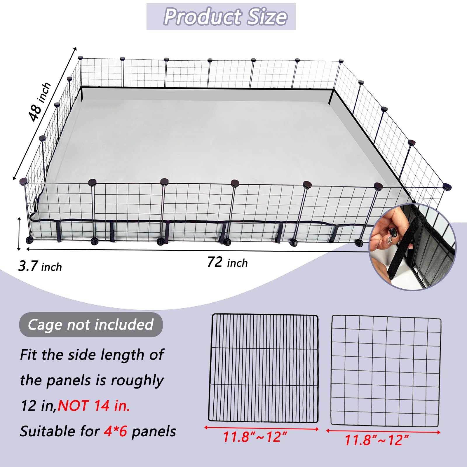 DZWLKJ cage liner with raised side 3-1-inch barrier reduces leaks.