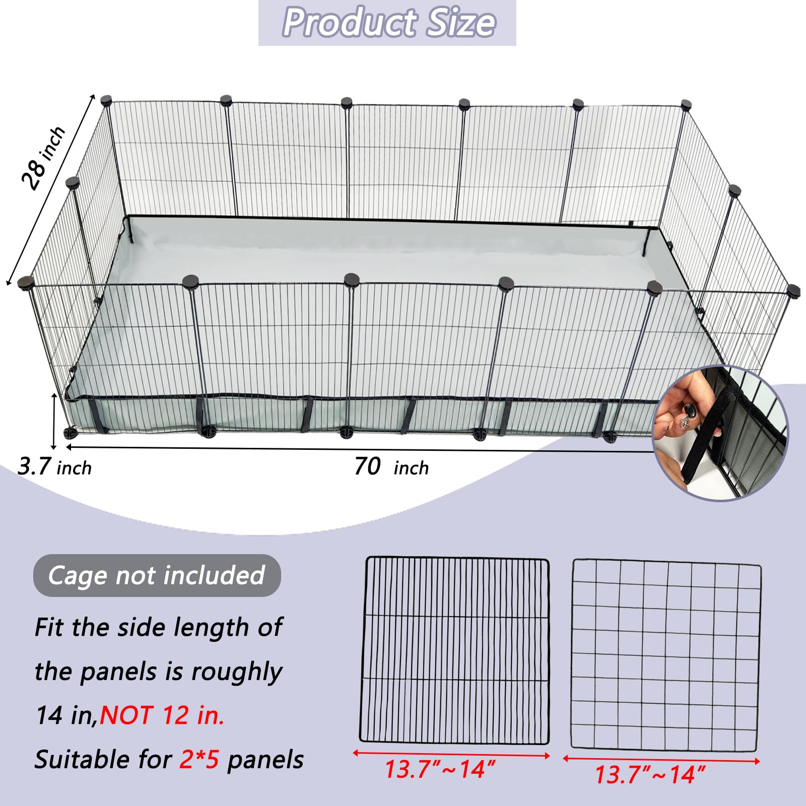 DZWLKJ Guinea Pig Cage Liner Velcro attachments demonstrate secure, versatile fitting