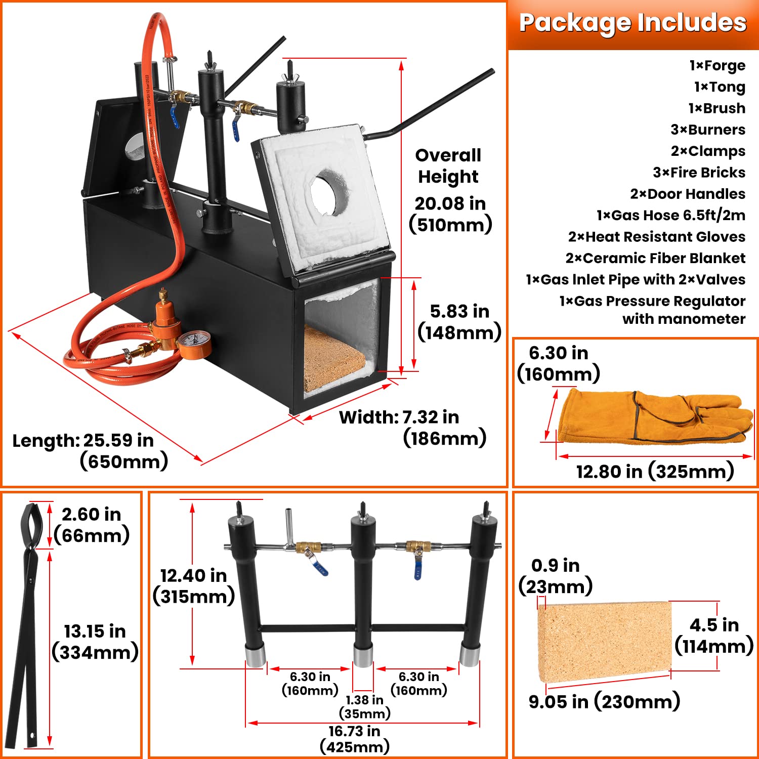 E-cowlboy forge hose and regulator shown for safe propane setup.