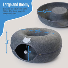 E & E's Meow Mansion cat cave donut side view spacious interior