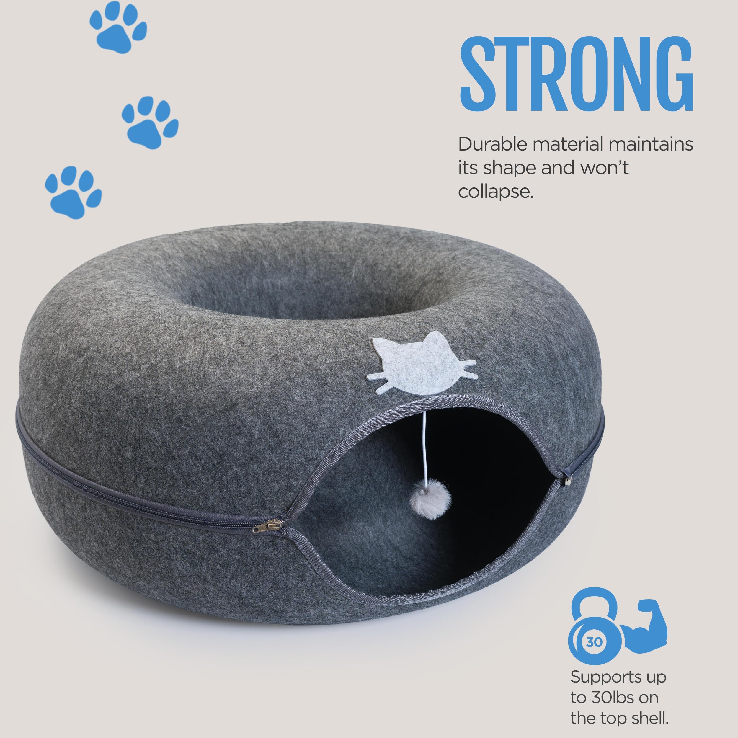 E & E's Meow Mansion detachable tunnel for easy cleaning