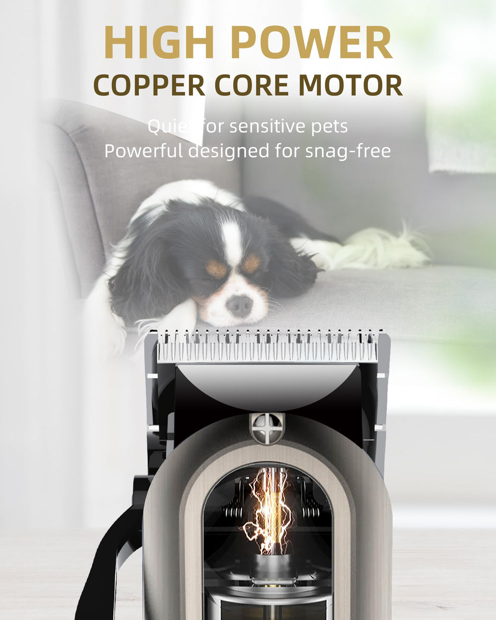 E-Hunter dog clippers kit in use demonstrates quiet, professional home grooming for pets.
