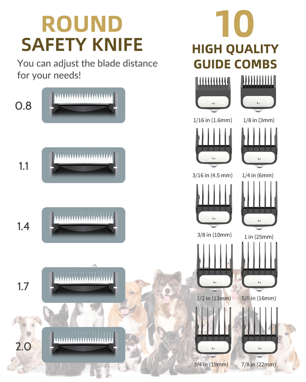 E-Hunter dog clippers low-vibration design reduces pet stress during grooming sessions.