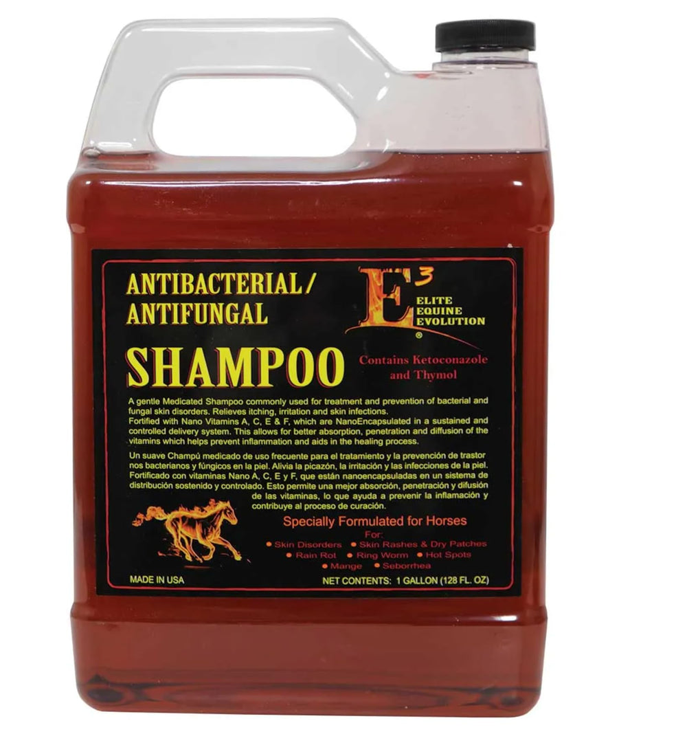 E3 Antifungal Skincare Shampoo bottle for pets promotes healthy coat and skin