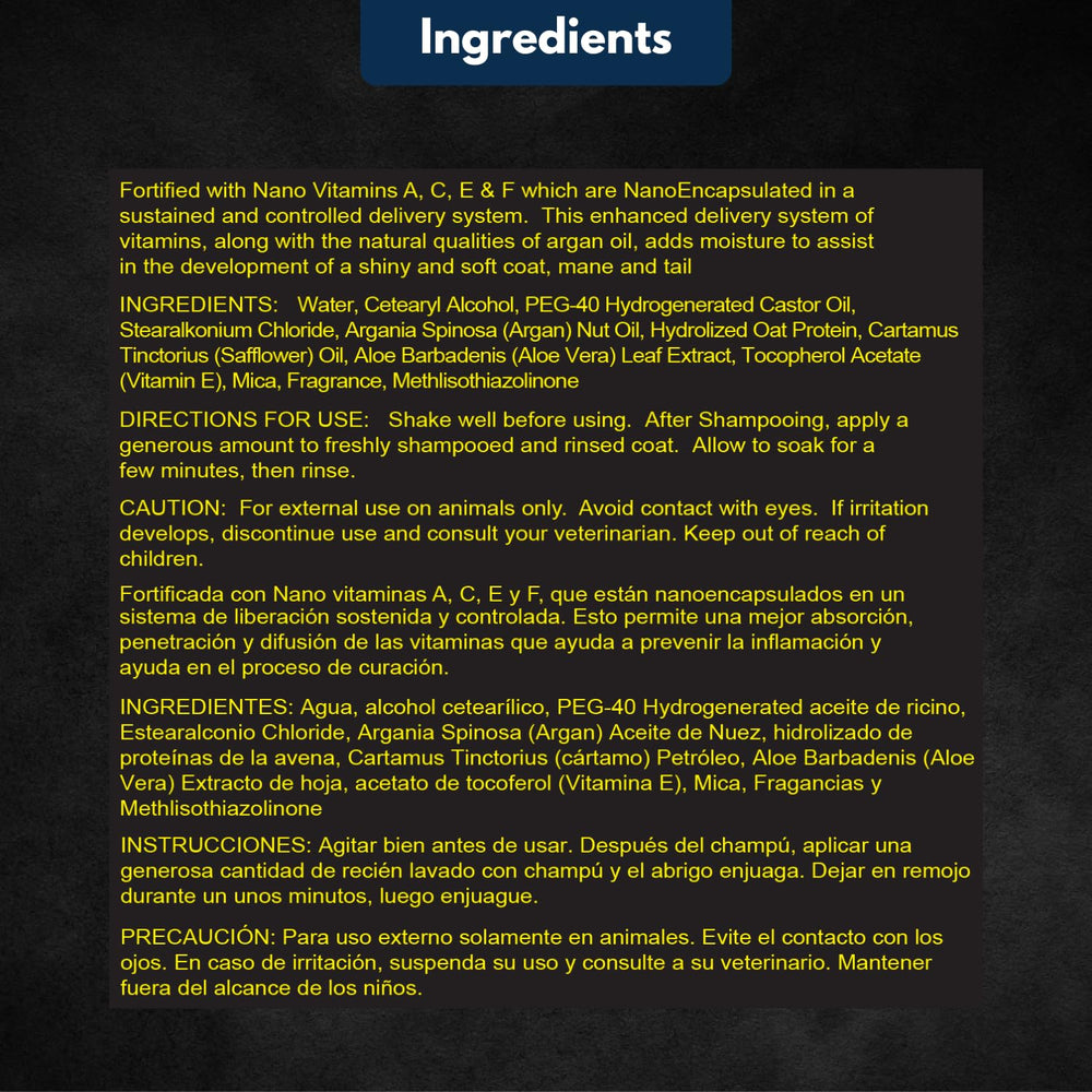 E3 Argan Oil Conditioner skin nourishment image emphasizes coat hydration.