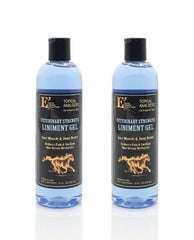E3 liniment gel bottle-pour demonstrates fast relief for sore muscles and joints